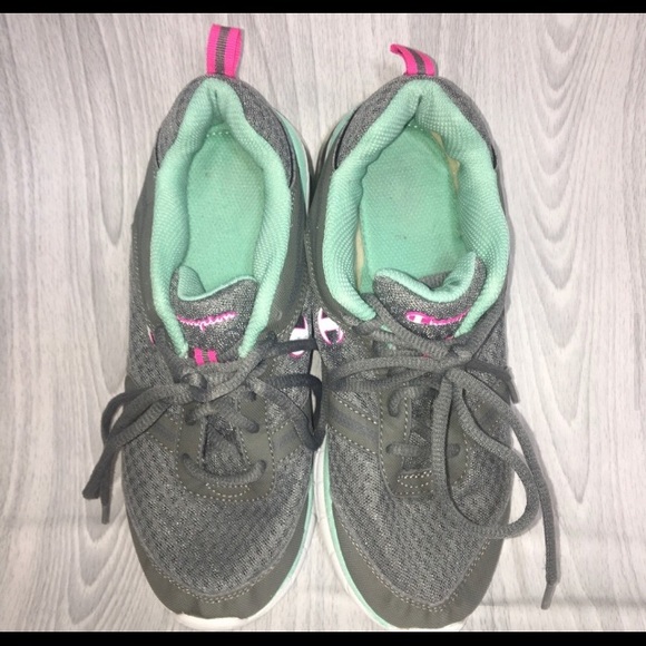 CHAMPION WOMENS RUNNERS MEMORY FOAM SIZE 6.5 GREY MINT PINK - Picture 6 of 13
